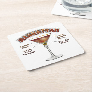 Manhattan Cocktail Recept Konst Underlägg Papper Kvadrat