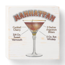 Manhattan Cocktail Recipe Art 6"x6"