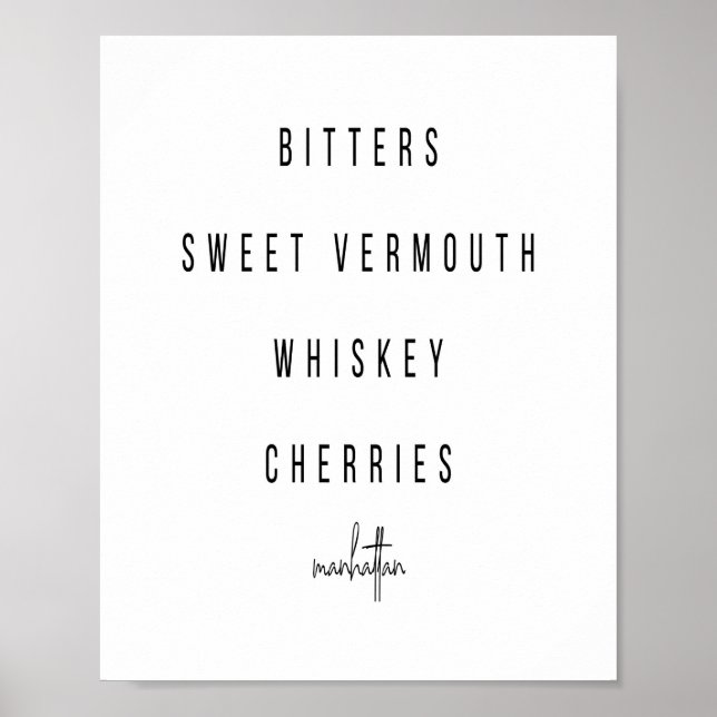 Manhattan Cocktail Recipe Poster (Framsidan)