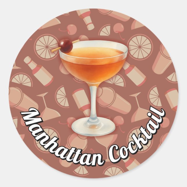 Manhattan Cocktail Runt Klistermärke (Framsida)
