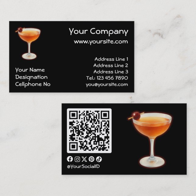 Manhattan Cocktail Visitkort (Fram/baksida)