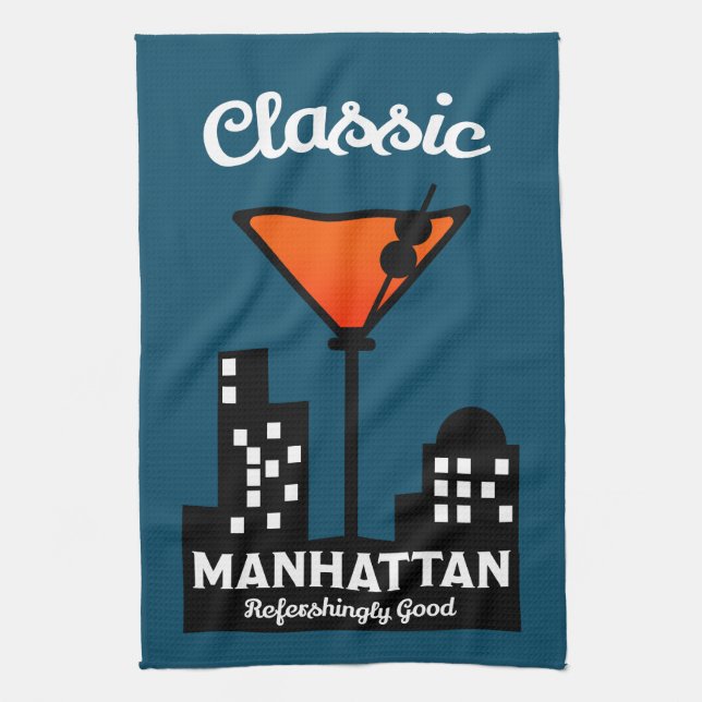 Manhattan Cocktail Wall Art Kökshandduk (Vertikal)