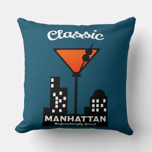 Manhattan Cocktail Wall Art Kudde (Framsida)