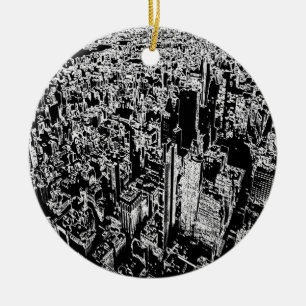 Manhattan designad julgransprydnad keramik