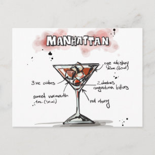 Manhattan Drink Recipe Design Vykort