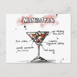 Manhattan Drink Recipe Design Vykort