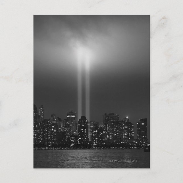 Manhattan horisont med 9/11, New York City Vykort (Framsida)