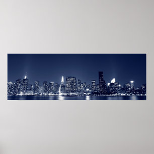 Manhattan horisont och tornen av ljus poster
