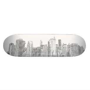Manhattan horisont på natten mini skateboard bräda 18,5 cm