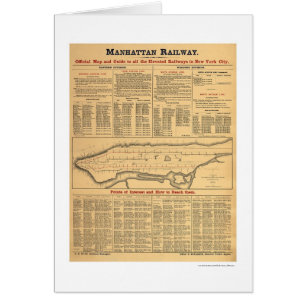 Manhattan järnväg järnvägkarta 1881 hälsningskort