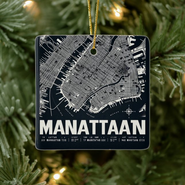 Manhattan Karta Illustration Julgransprydnad Keramik (Träd)