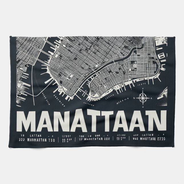 Manhattan Karta Illustration Kökshandduk (Horisontell)