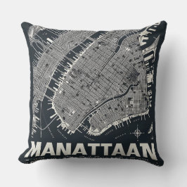 Manhattan Karta Illustration Kudde