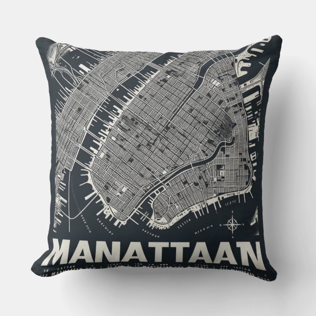 Manhattan Karta Illustration Kudde (Framsida)