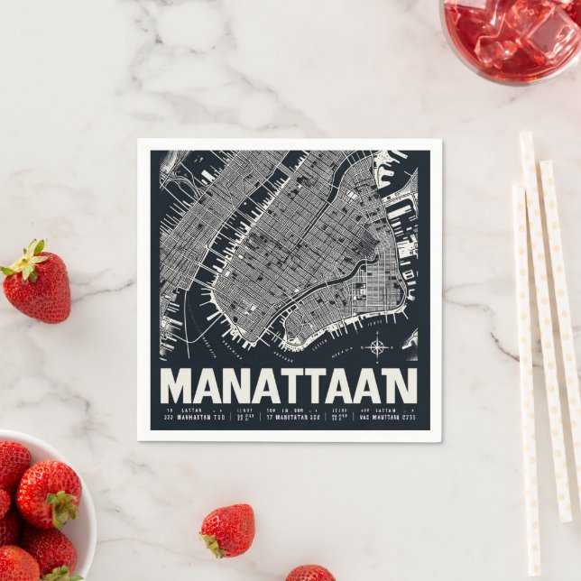 Manhattan Karta Illustration Pappersservett (Insitu)