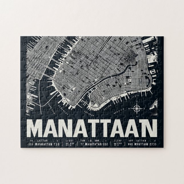 Manhattan Karta Illustration Pussel (Horisontell)