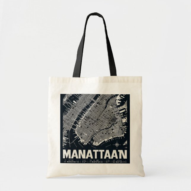 Manhattan Karta Illustration Tygkasse (Framsidan)