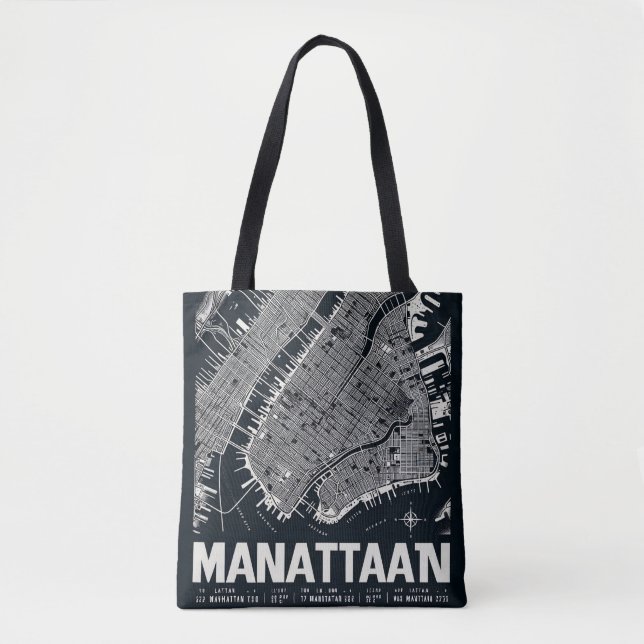 Manhattan Karta Illustration Tygkasse (Framsida)