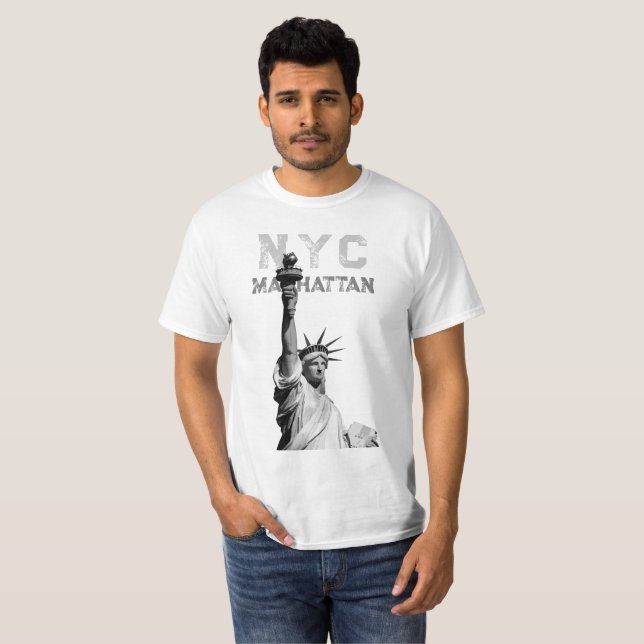 Manhattan Liberty Statue Nyc Manar Elegant T Shirt (Hel framsida)