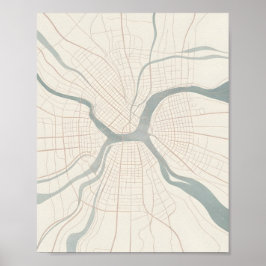 Manhattan Map Wall Art Poster Minimalist New York
