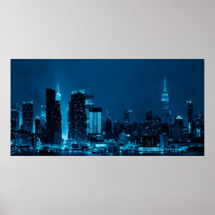 Manhattan midtown skyscrapers och New York City sk Poster