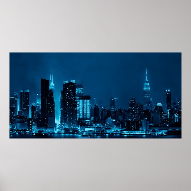 Manhattan midtown skyscrapers och New York City sk Poster (Framsidan)