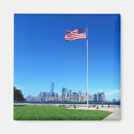 Manhattan mit USA Flagge  Magnet