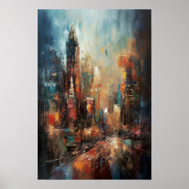 Manhattan New York City Abstrakt Oljemålning Poster