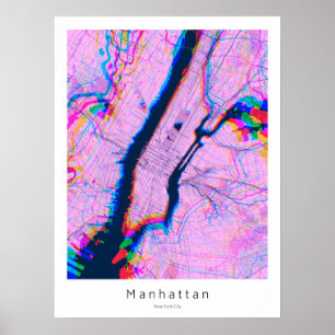 Manhattan New York City Abstrakt Rosa Karta Poster