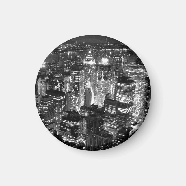 Manhattan New York City Night Black & White Magnet (Framsidan)