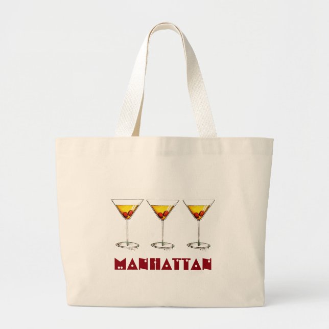 Manhattan New York City NYC Cocktail Cocktails Bag Jumbo Tygkasse (Framsidan)