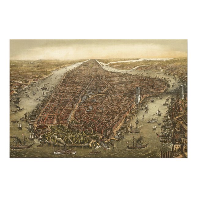 Manhattan New York City Old Photo Utvidgning Fototryck (Framsidan)