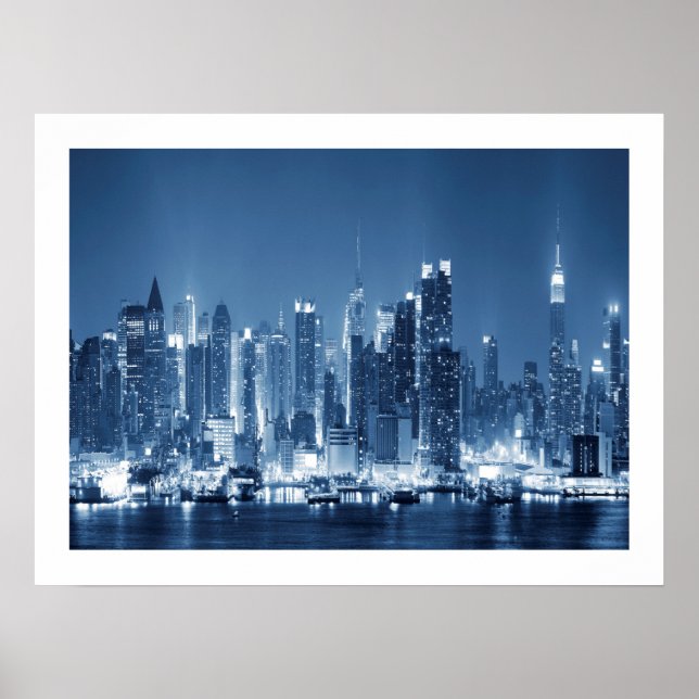 Manhattan New-York City Panoramic View Wood Poster (Framsidan)