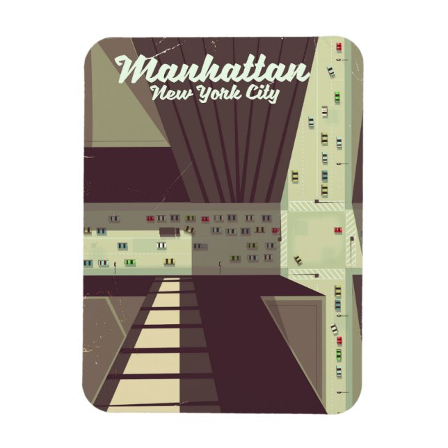 Manhattan New York City reserareklamaffisch. Magnet (Vertikal)