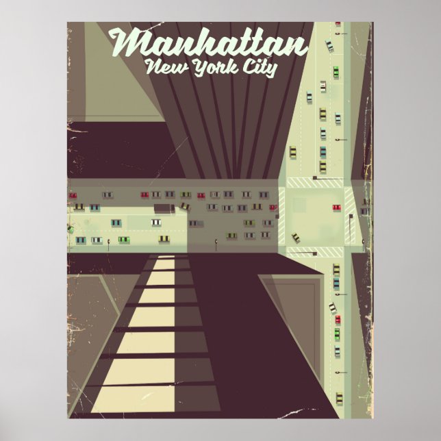 Manhattan New York City reserareklamaffisch. Poster (Framsidan)