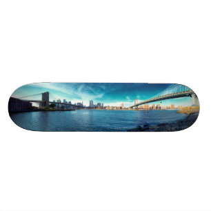 Manhattan New York horisont från East River Mini Skateboard Bräda 18,5 Cm