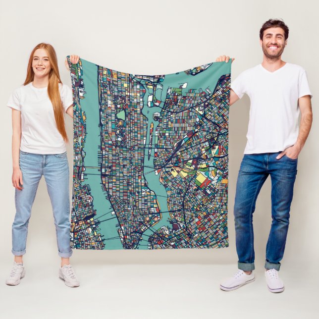 Manhattan New York karta Fleecefilt (På plats)