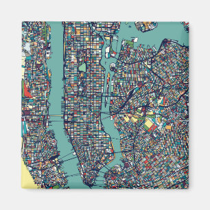 Manhattan New York karta Magnet