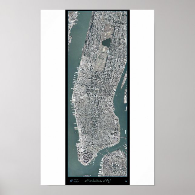 Manhattan, New York (NY) från rymdsatellitposten Poster (Framsidan)