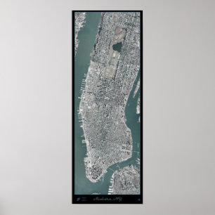 Manhattan, New York (NY) från rymdsatellitposten Poster