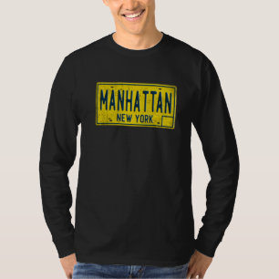 Manhattan New York NY Retro USA:s grannskapslicens T Shirt