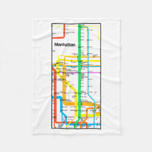Manhattan New York Nyc Subway Karta Retro Rail Tra Fleecefilt