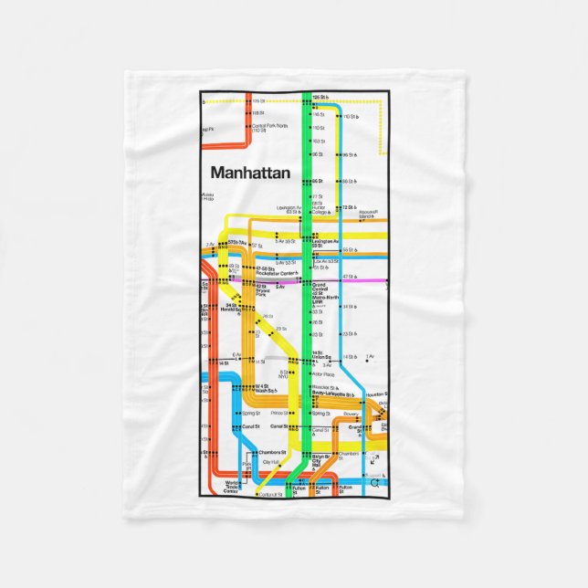 Manhattan New York Nyc Subway Map Retro Rail Trans Fleecefilt (Framsidan)