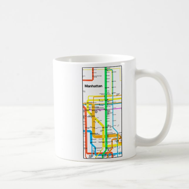 Manhattan New York Nyc Subway Map Retro Rail Trans Kaffemugg (Höger)