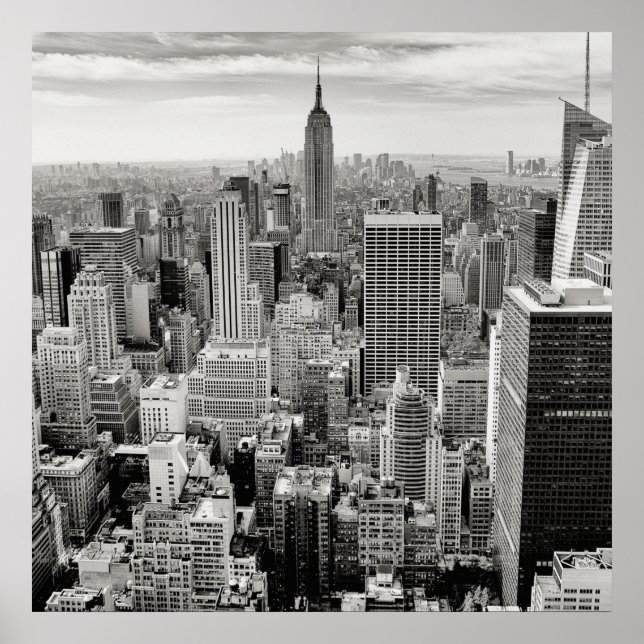 Manhattan, New York (svartvit panorama) Poster (Framsidan)