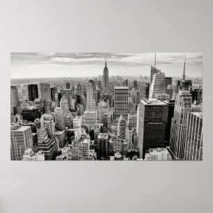 Manhattan, New York (svartvit panorama) Poster