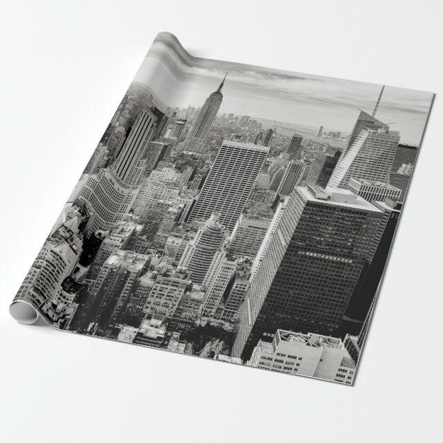 Manhattan, New York (svartvit panorama) Presentpapper (Utrullad)