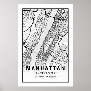 Manhattan New York USA Cities Travel City Karta Poster