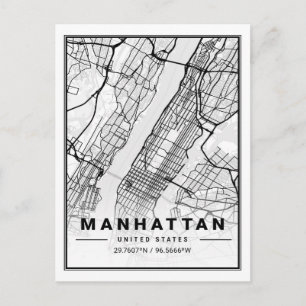Manhattan New York USA Travel City Karta Vykort