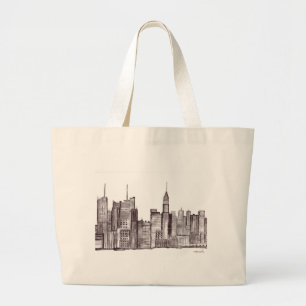 Manhattan New Yorks vattenfärgade svarta vintage Jumbo Tygkasse